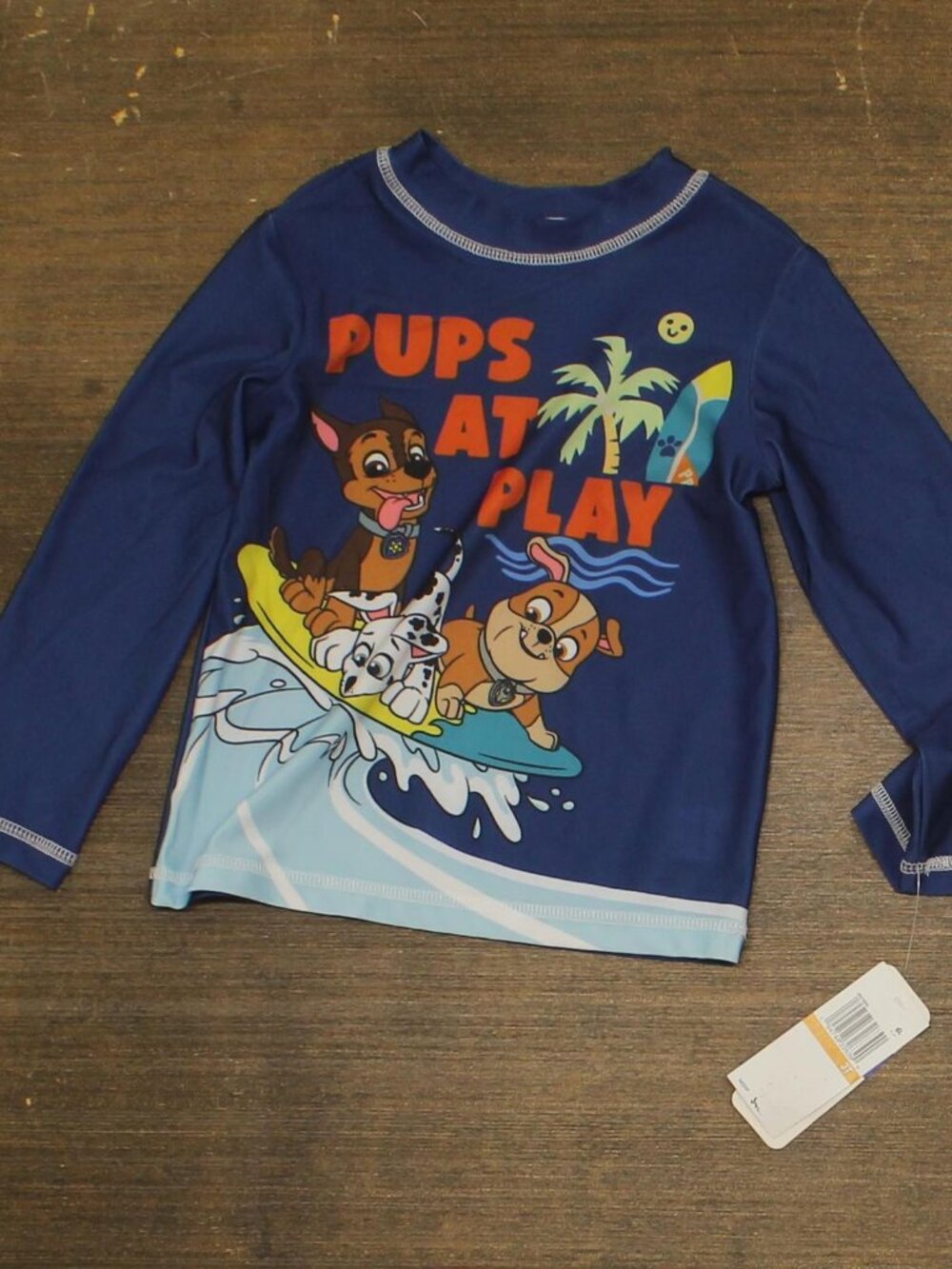 NEW Nickelodeon Boys Long Sleeve Rash Guard Top 2557798PA-MCY Navy Blue 3T